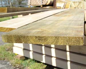 22mm x 225mm 3.6m Timber Board Pressure Treated Green